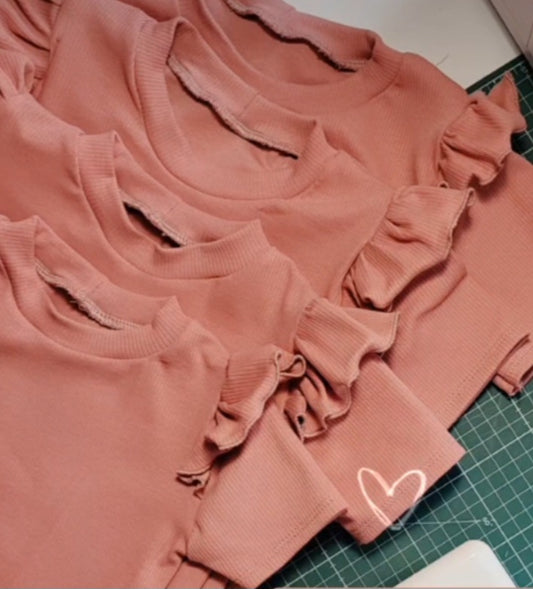 Top Roze Rib KORTE MOUW