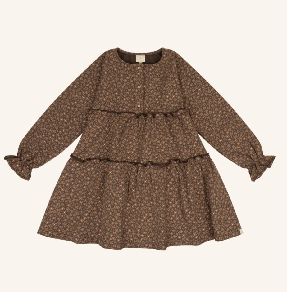 Dress Ruffle Leopard Brown Flower